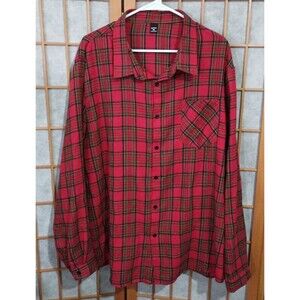 Manfinity 3XL Red Plaid Flannel Shirt Long Sleeve Button Up